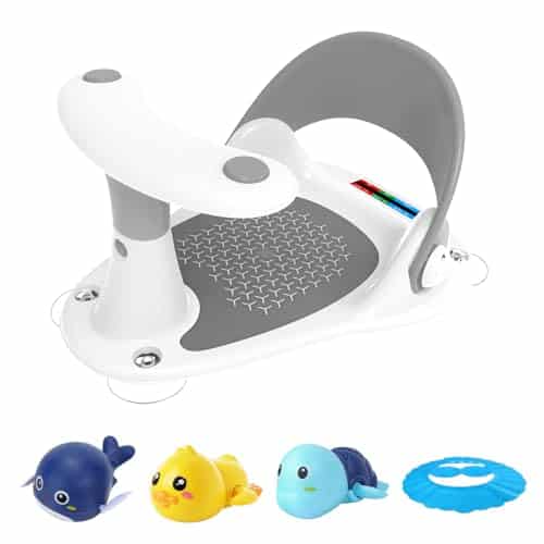 מושב אמבטיה לתינוק עם 4 צעצועים בעיצוב חיות